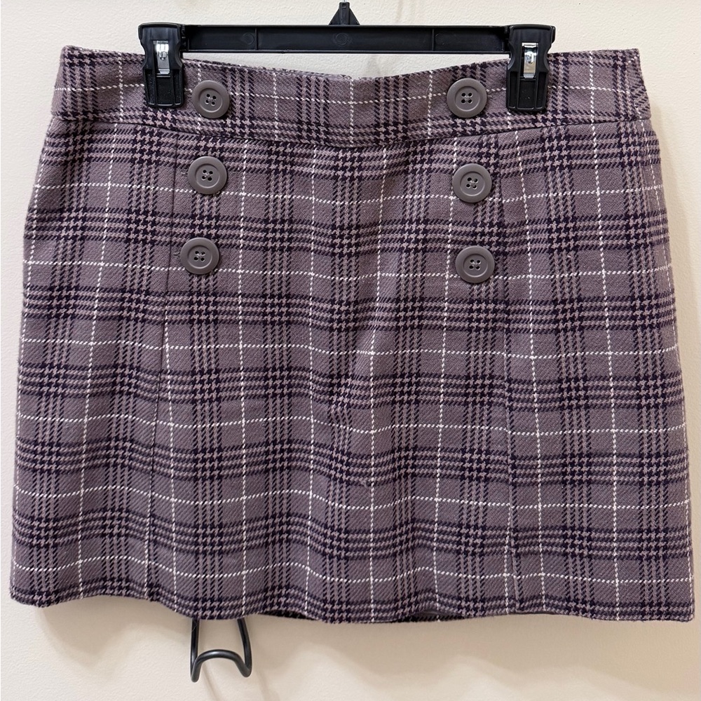 GAP Plaid Pencil Skirt in Taupe and Purple